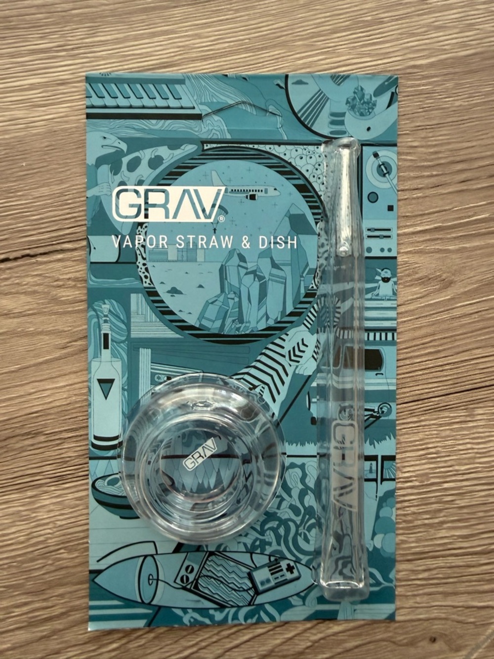 GRAV Vapor Straw & Dish - Teal/Clear
